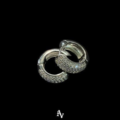 WHITE CIRCLE PAVE' EARRINGS