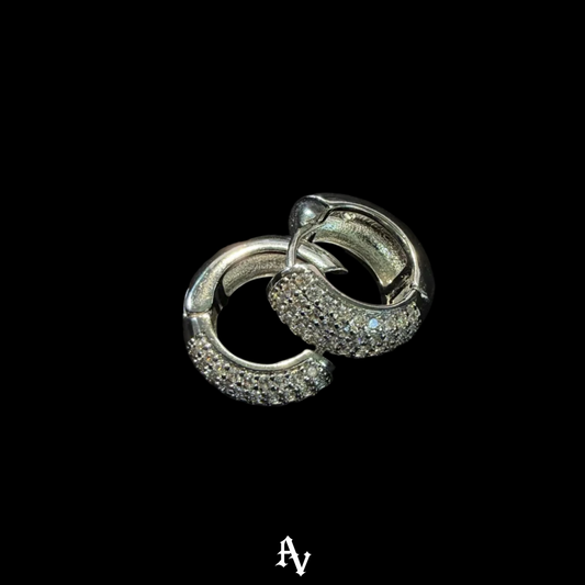 WHITE CIRCLE PAVE' EARRINGS