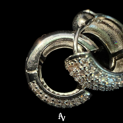 WHITE CIRCLE PAVE' EARRINGS