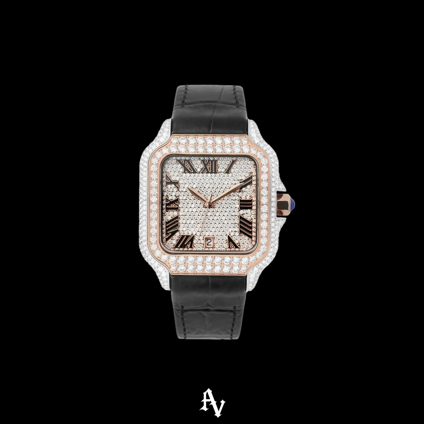 ROMAN WATCH TWO TONE MOISSANITE VVS 1 ROSE