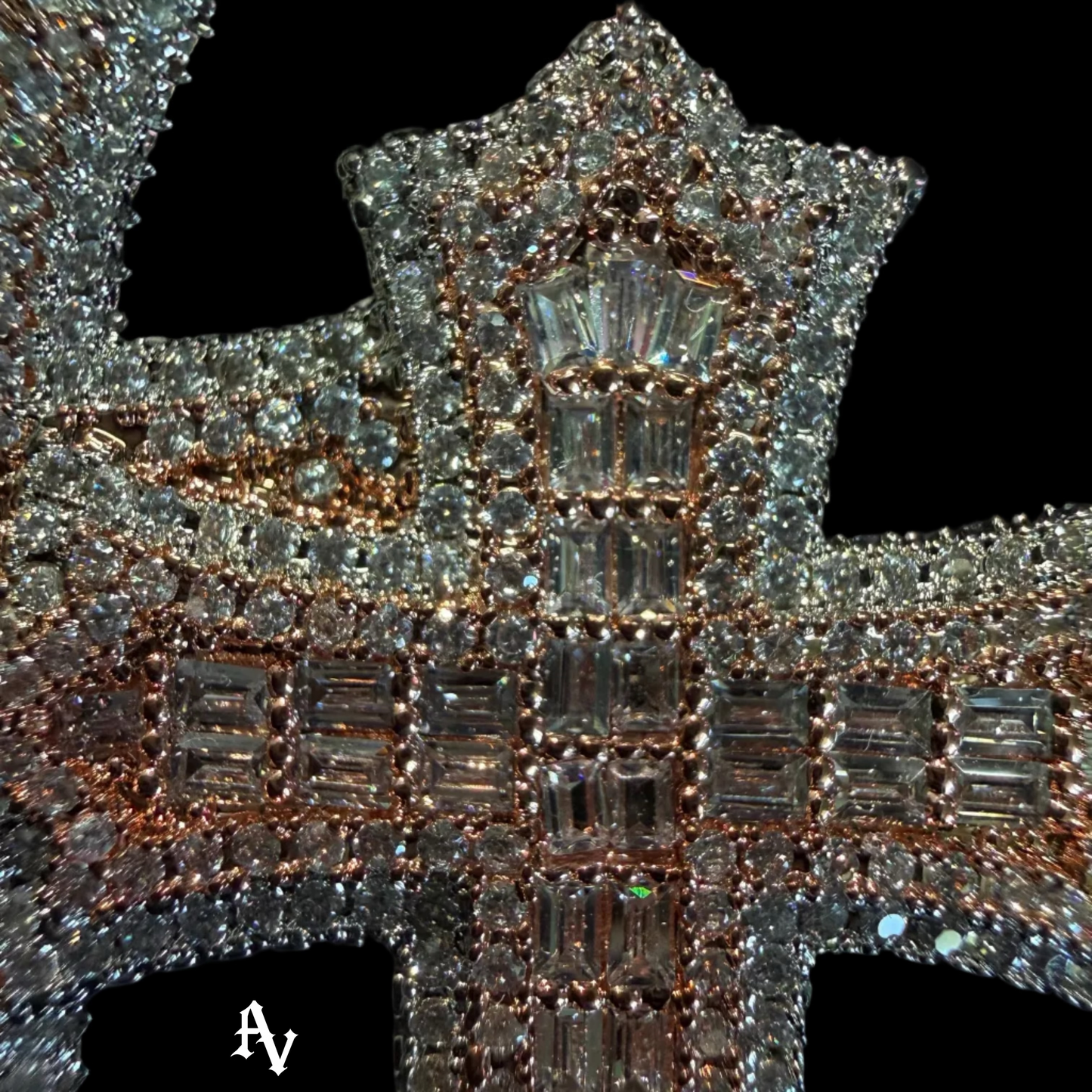 3 CROSS ROSE BAGUETTE PENDANT