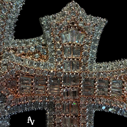 3 CROSS ROSE BAGUETTE PENDANT