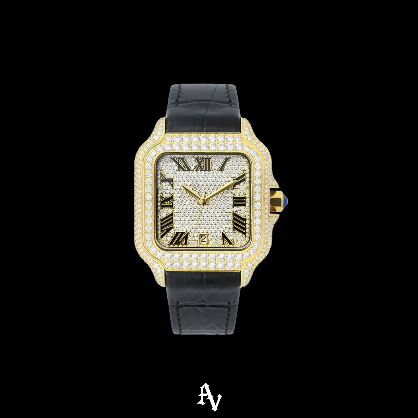 ROMAN WATCH MOISSANITE VVS 1 GOLD